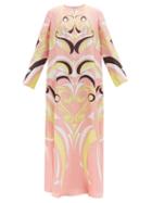 Emilio Pucci - Occhi-print Silk-twill Kaftan - Womens - Pink Print