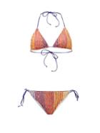 Matchesfashion.com Missoni Mare - Striped Lurex-jacquard Bikini - Womens - Red Multi