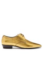 Matchesfashion.com Saint Laurent - Devil Metallic Leather Derby Shoes - Womens - Gold