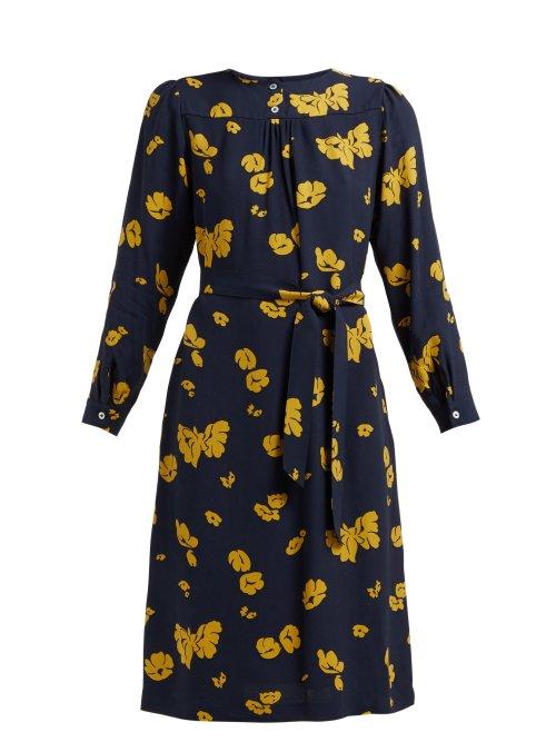 Matchesfashion.com A.p.c. - June Floral Print Crepe Dress - Womens - Navy Multi
