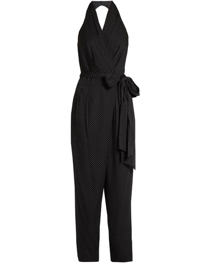 Diane Von Furstenberg Polka-dot Print Halterneck Silk-blend Jumpsuit