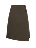 Matchesfashion.com Cefinn - Felted Wool Blend A Line Skirt - Womens - Khaki