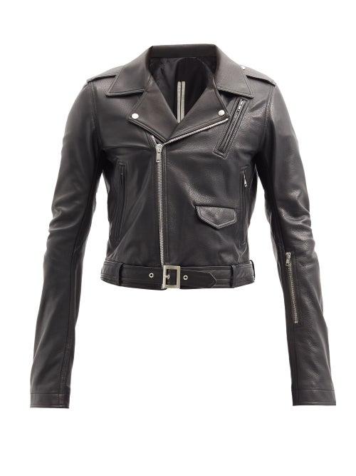 Matchesfashion.com Rick Owens - Lukes Stooges Asymmetric Leather Biker Jacket - Mens - Black