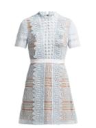 Matchesfashion.com Self-portrait - Spiral Lace Mini Dress - Womens - Light Blue