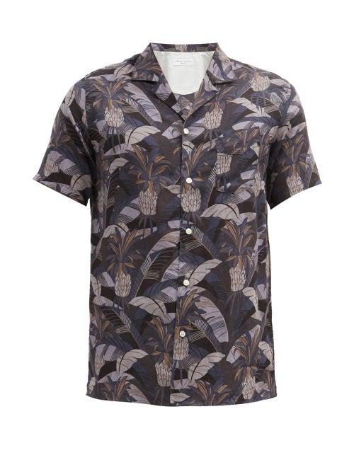 Matchesfashion.com Officine Gnrale - Dario Short-sleeved Tropical-print Cotton Shirt - Mens - Tan Multi