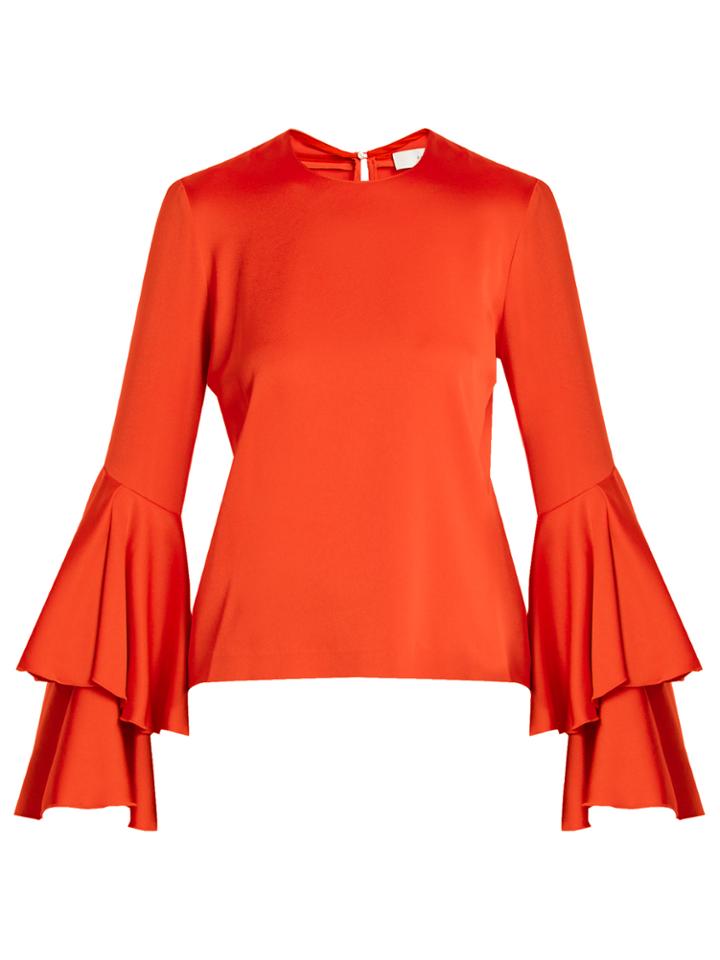 Galvan Tiered-sleeve Crepe-back Satin Top