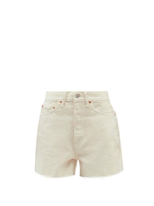Ladies Rtw Re/done - 50s Cutoff High-rise Denim Shorts - Womens - White
