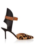 Francesco Russo Point-toe Leather And Calf-hair Pumps