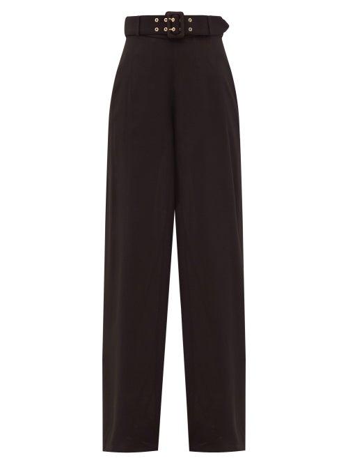 Ladies Beachwear Zimmermann - Belted Twill Wide-leg Trousers - Womens - Black
