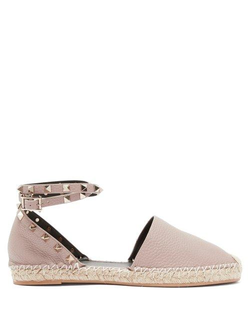 Matchesfashion.com Valentino - Rockstud Wraparound Leather Espadrilles - Womens - Nude