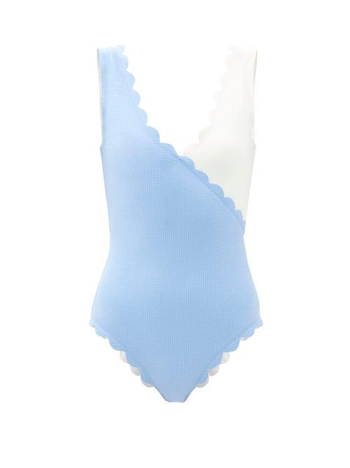 Matchesfashion.com Marysia - Canon Scallop-edge Swimsuit - Womens - Blue Multi
