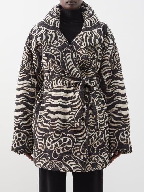 Norma Kamali - Tiger-print Padded Technical-shell Coat - Womens - Black White