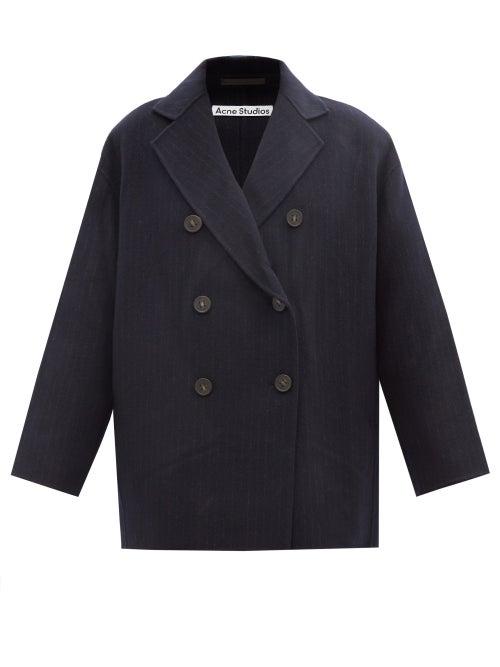 Acne Studios - Odine Pinstriped Wool Double-breasted Coat - Womens - Navy
