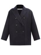 Acne Studios - Odine Pinstriped Wool Double-breasted Coat - Womens - Navy