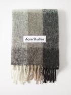 Acne Studios - Vally Check Alpaca-blend Scarf - Mens - Green Grey