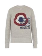 Matchesfashion.com Moncler - Logo Print Cotton Blend Fleece Sweatshirt - Mens - Grey