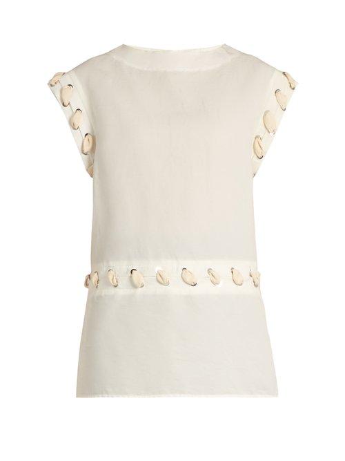 Matchesfashion.com Jw Anderson - Cotton And Linen Blend Lace Detail Top - Womens - White
