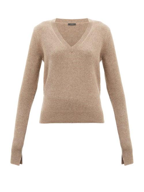 Joseph - V-neck Cashmere Sweater - Womens - Mid Brown