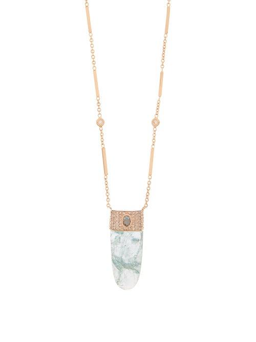Matchesfashion.com Jacquie Aiche - Sphere Spear Diamond, Aquamarine & Gold Necklace - Womens - Light Blue