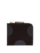 Matchesfashion.com Comme Des Garons Wallet - Rubber-dot Half-zip Twill Wallet - Mens - Black Multi