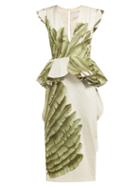 Matchesfashion.com Johanna Ortiz - Natural Listic Palm Leaf Print Cotton Dress - Womens - Ivory Multi