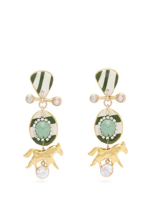 Matchesfashion.com Sonia Boyajian - Breton Ceramic Drop Earrings - Womens - Green