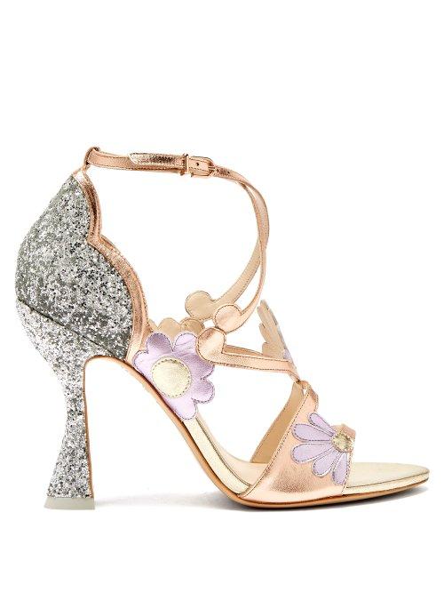 Matchesfashion.com Sophia Webster - Frida Floral Embellished Metallic Leather Sandals - Womens - Multi