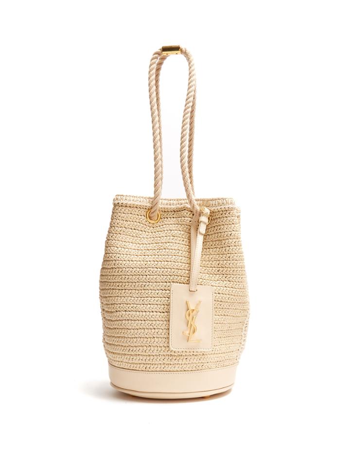 Saint Laurent Seau Raffia Bucket Bag