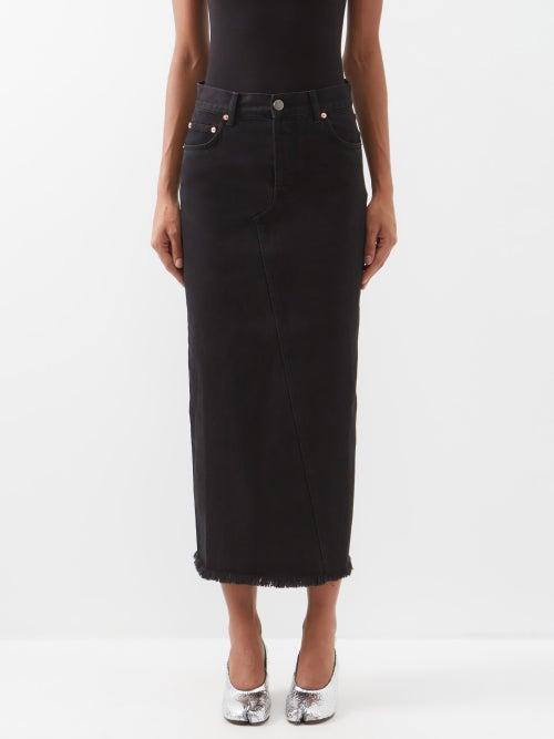 Raey - Split-back Organic-cotton Denim Skirt - Womens - Black