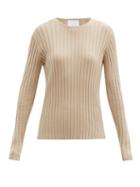 Matchesfashion.com Allude - Boat-neck Ribbed Cotton-blend Sweater - Womens - Beige