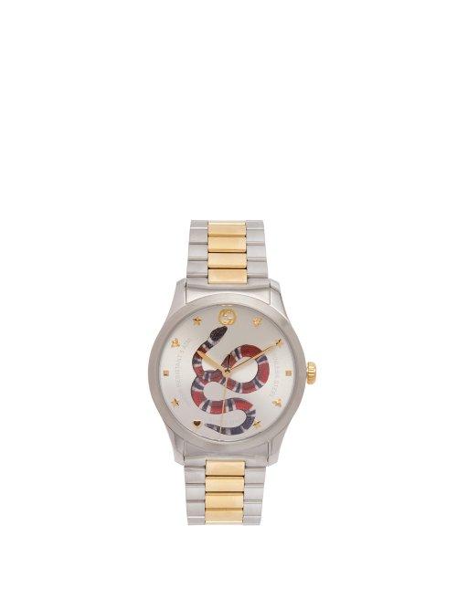 Matchesfashion.com Gucci - Timeless Stainless Steel Snake Face Watch - Womens - Gold