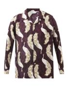 Nipoaloha - Peacock-print Silk-twill Shirt - Mens - Purple Multi