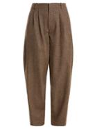 Matchesfashion.com Chlo - Wide Leg Wool Blend Tweed Trousers - Womens - Brown