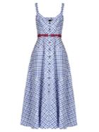 Saloni Fara Sleeveless Stretch-cotton Gingham Midi Dress