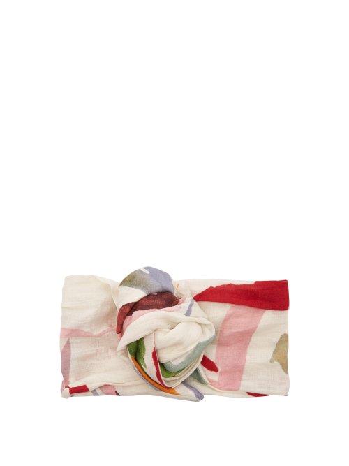 Matchesfashion.com Cult Gaia - Abstract Print Linen Headband - Womens - Red