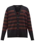 Acne Studios - Face-patch Striped Wool Cardigan - Mens - Black Multi