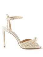 Jimmy Choo - Sacora 100 Faux-pearl Embellished Satin Sandals - Womens - White