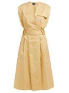 Matchesfashion.com Joseph - Logan Cotton Blend Midi Dress - Womens - Beige