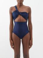 Sara Cristina - Narcissus One-shoulder Swimsuit - Womens - Navy