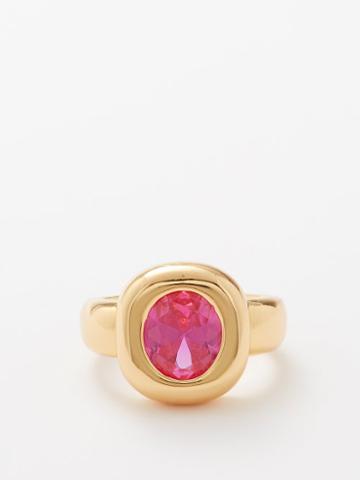 Timeless Pearly - Crystal & 18kt Gold-plated Ring - Womens - Pink Multi