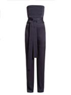 Galvan Strapless Tie-waist Satin Jumpsuit