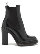 Alexander Mcqueen - Tread Heeled Patent-leather Chelsea Boots - Womens - Black
