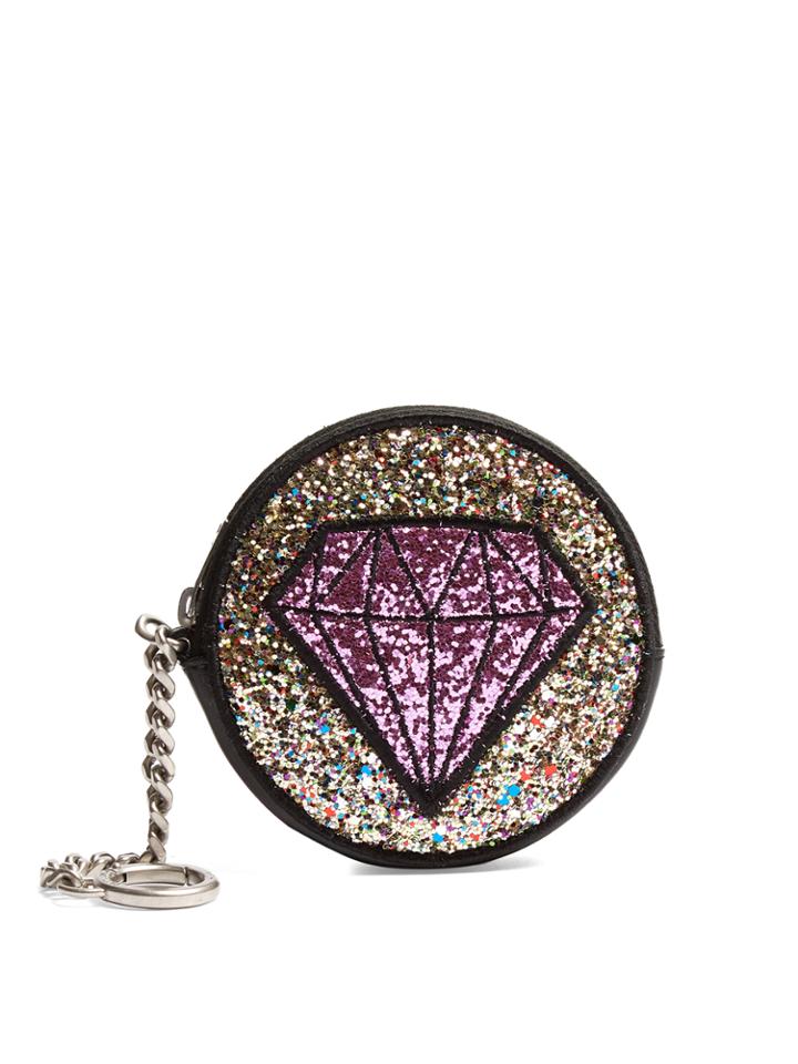Saint Laurent Glitter-patch Leather Coin Purse