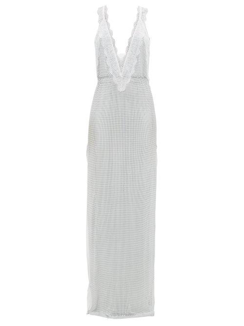 Matchesfashion.com Christopher Kane - Lace-trimmed Chainmail Gown - Womens - Silver