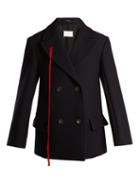 Matchesfashion.com Maison Margiela - Peak Lapel Double Breasted Wool Coat - Womens - Navy