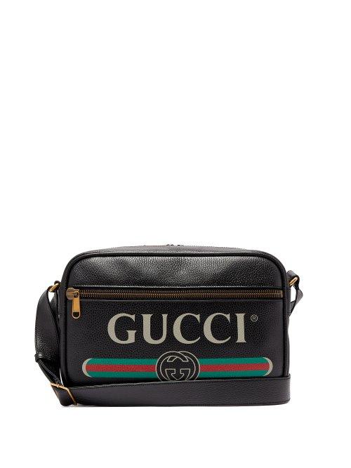 Matchesfashion.com Gucci - Logo Print Leather Messenger Bag - Mens - Black