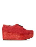 Robert Clergerie Pinto Woven-raffia Lace-up Flatform Shoes