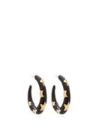 Matchesfashion.com Alison Lou - Toile Enamel And 14kt Gold Hoops - Womens - Black