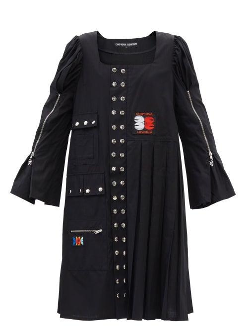 Chopova Lowena - Morson Square-neck Studded Cotton-poplin Dress - Womens - Black