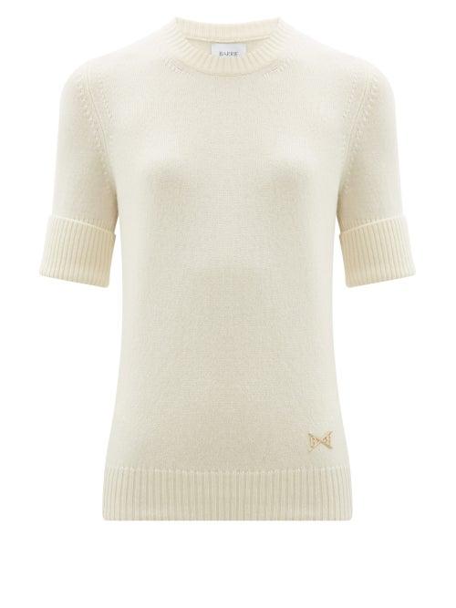 Matchesfashion.com Barrie - B Plaque Cashmere Sweater - Womens - Ivory